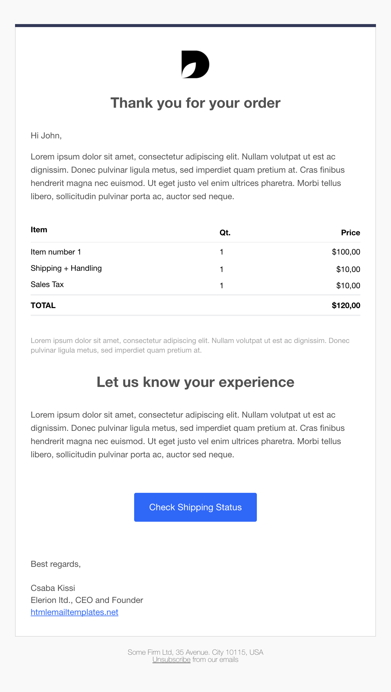 Detail Email Invoice Template Html Free Nomer 3