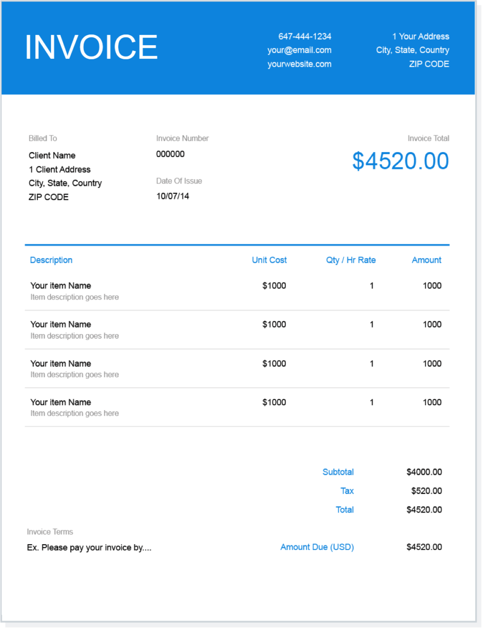 Detail Email Invoice Template Html Free Nomer 19