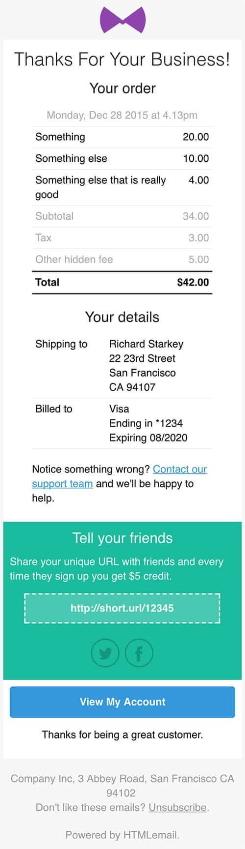 Detail Email Invoice Template Html Free Nomer 4