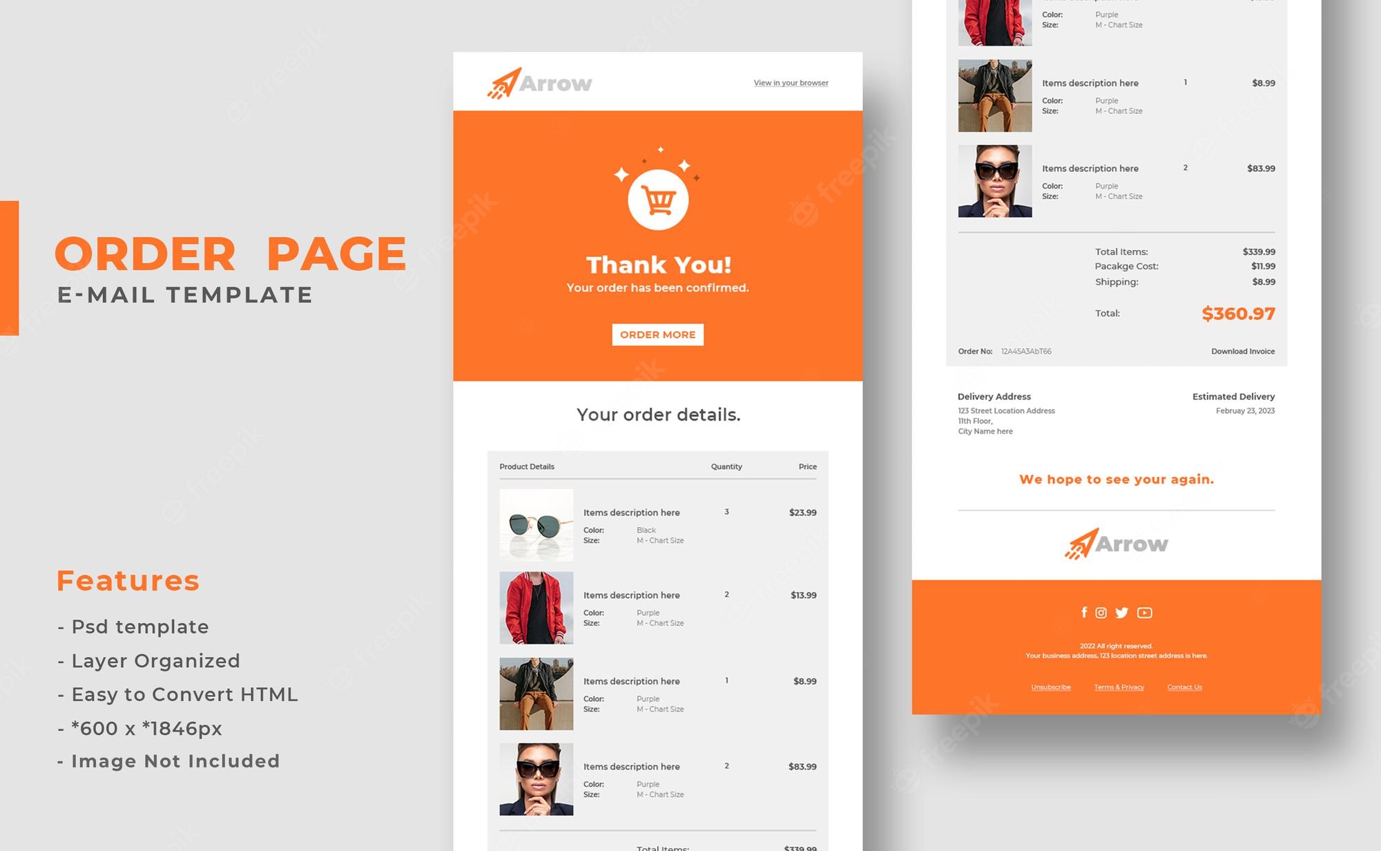 Detail Email Invoice Template Html Free Nomer 31