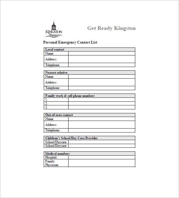 Detail Emergency Contact List Template Excel Nomer 25