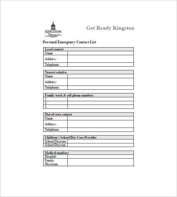 Detail Emergency Contact List Template Excel Nomer 25