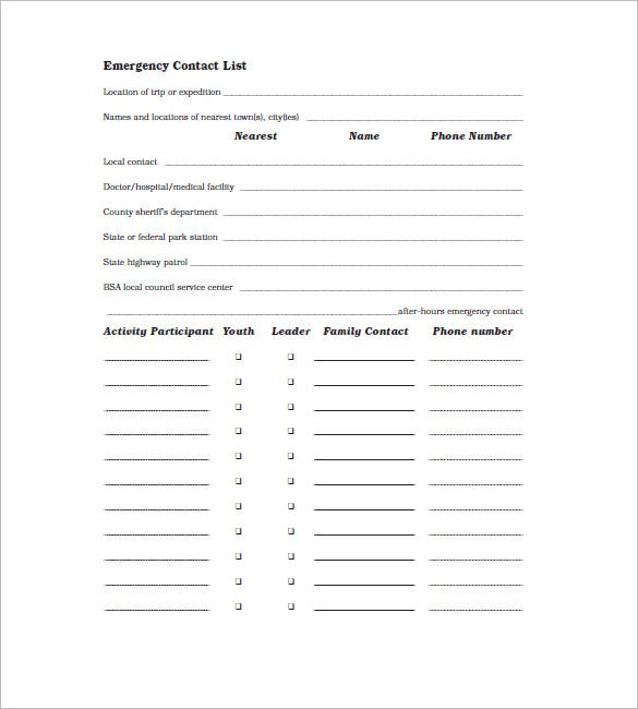 Detail Emergency Contact List Template Excel Nomer 27