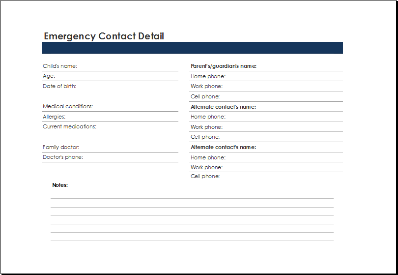 Detail Emergency Contact List Template Excel Nomer 4