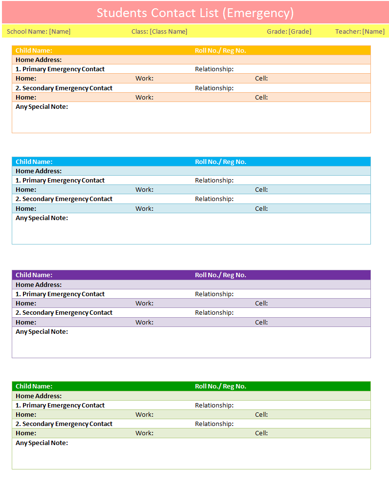 Detail Emergency Contact List Template Excel Nomer 32