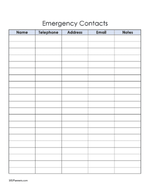 Detail Emergency Contact List Template Excel Nomer 40