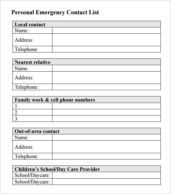 Detail Emergency Contact List Template Excel Nomer 45