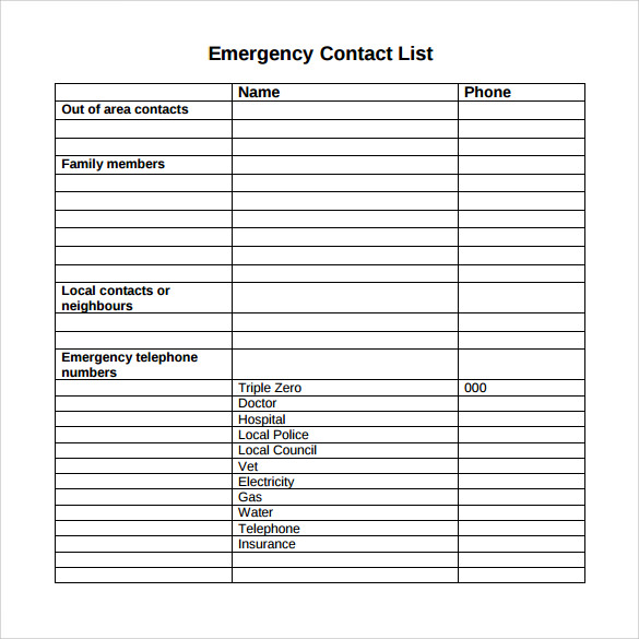 Download Emergency Contact List Template Excel Nomer 9