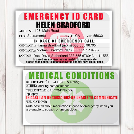 Detail Emergency Id Card Template Nomer 40