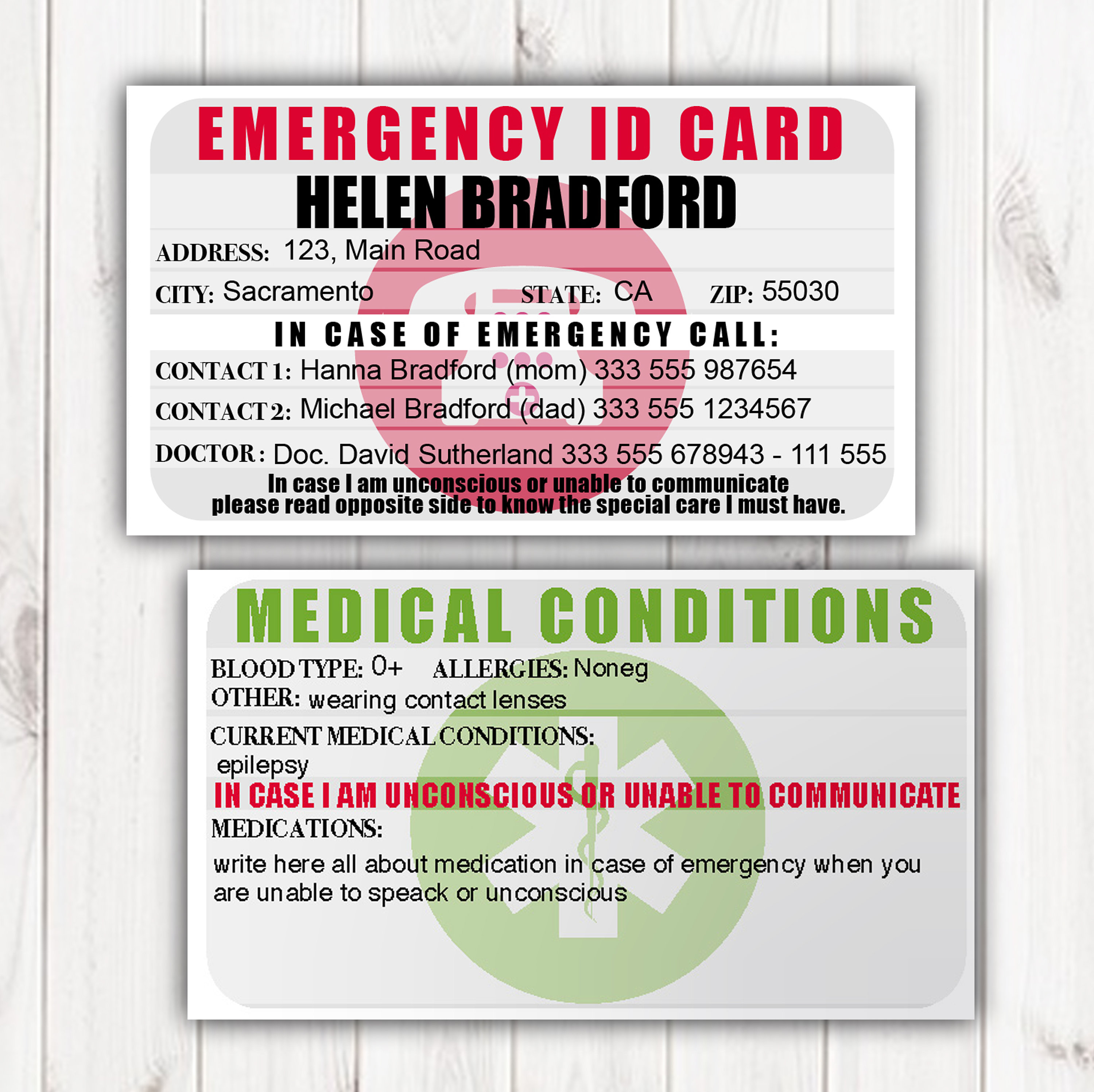 Detail Emergency Id Card Template Nomer 10