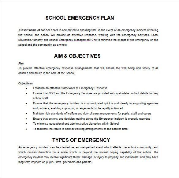 Detail Emergency Plan Template Nomer 28