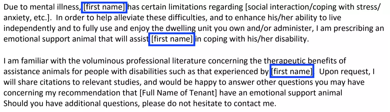 Detail Emotional Support Animal Letter Template Nomer 53