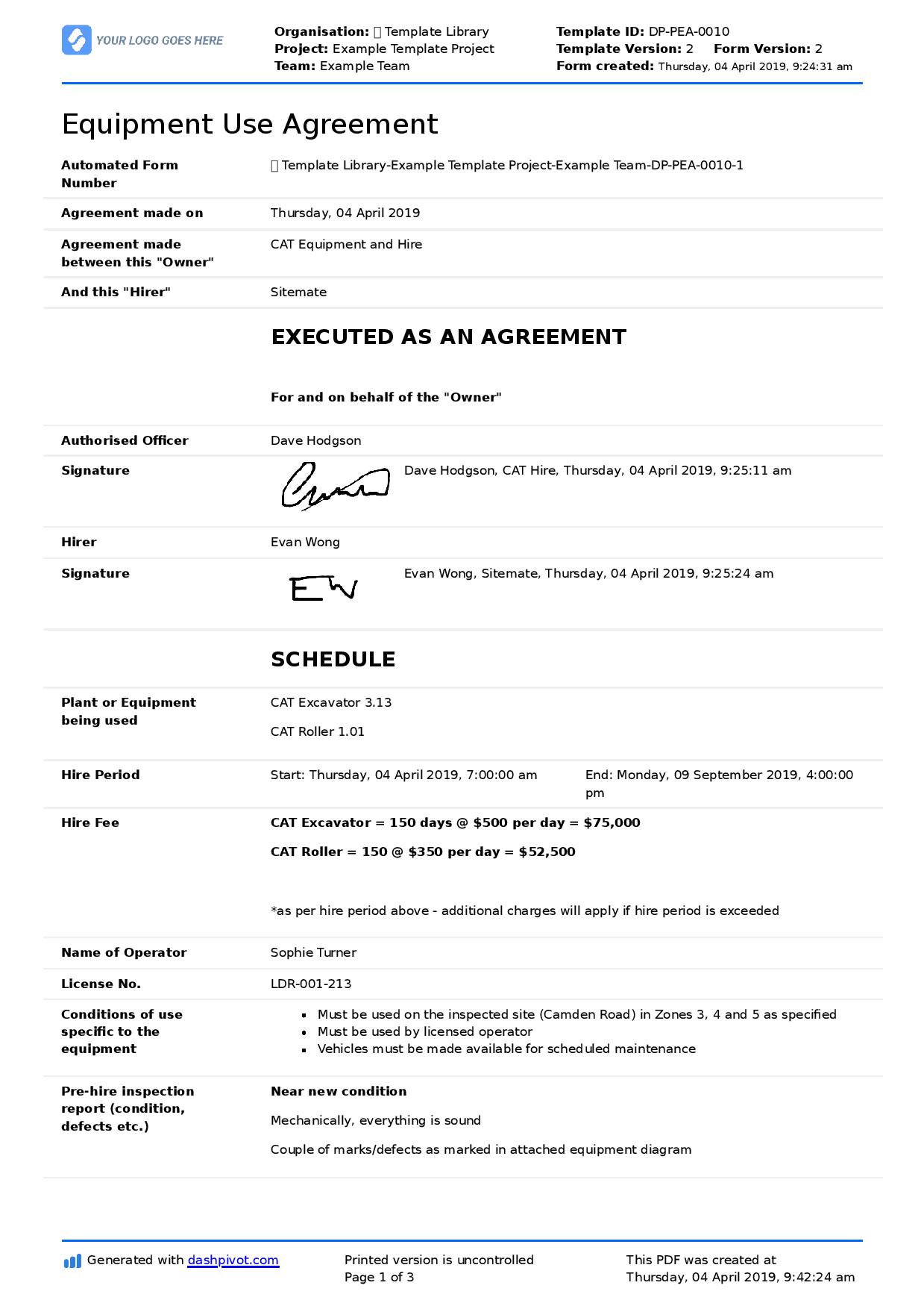 Detail Employee Equipment Agreement Template Nomer 20