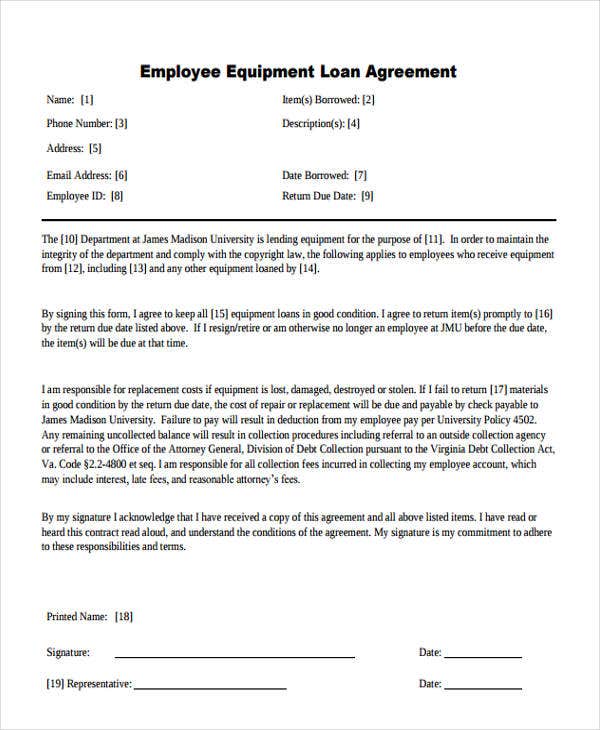 Detail Employee Equipment Agreement Template Nomer 22
