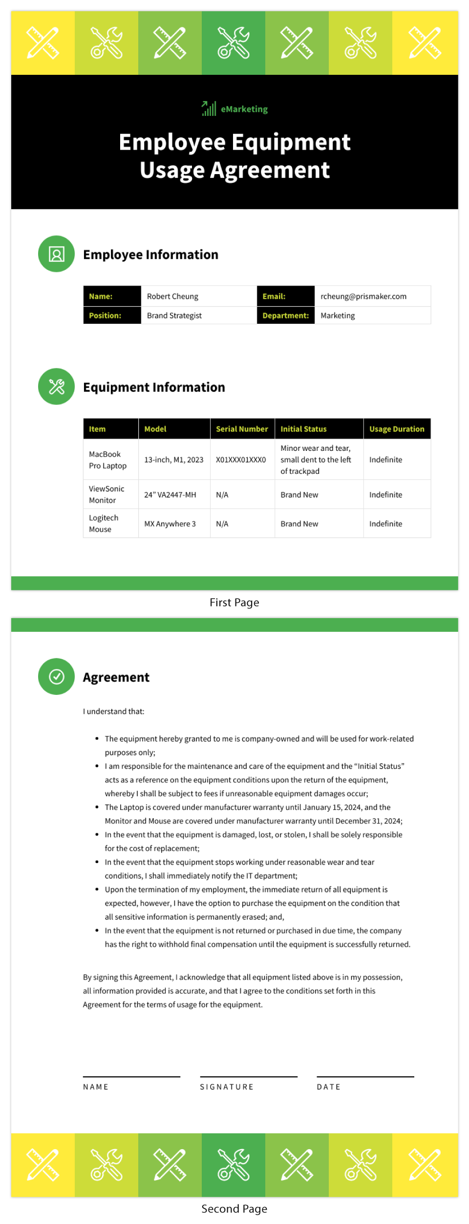 Detail Employee Equipment Agreement Template Nomer 5