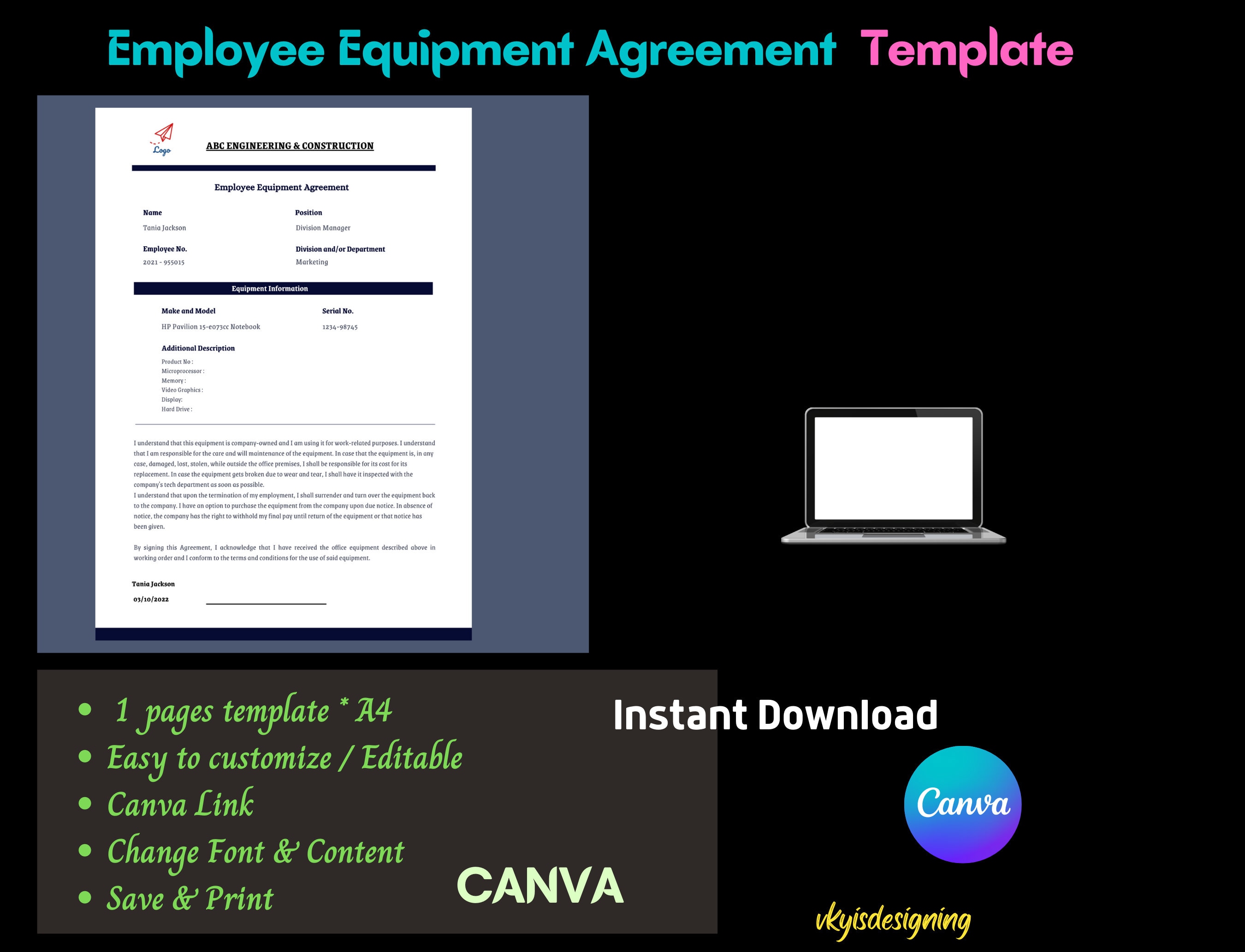 Detail Employee Equipment Agreement Template Nomer 44
