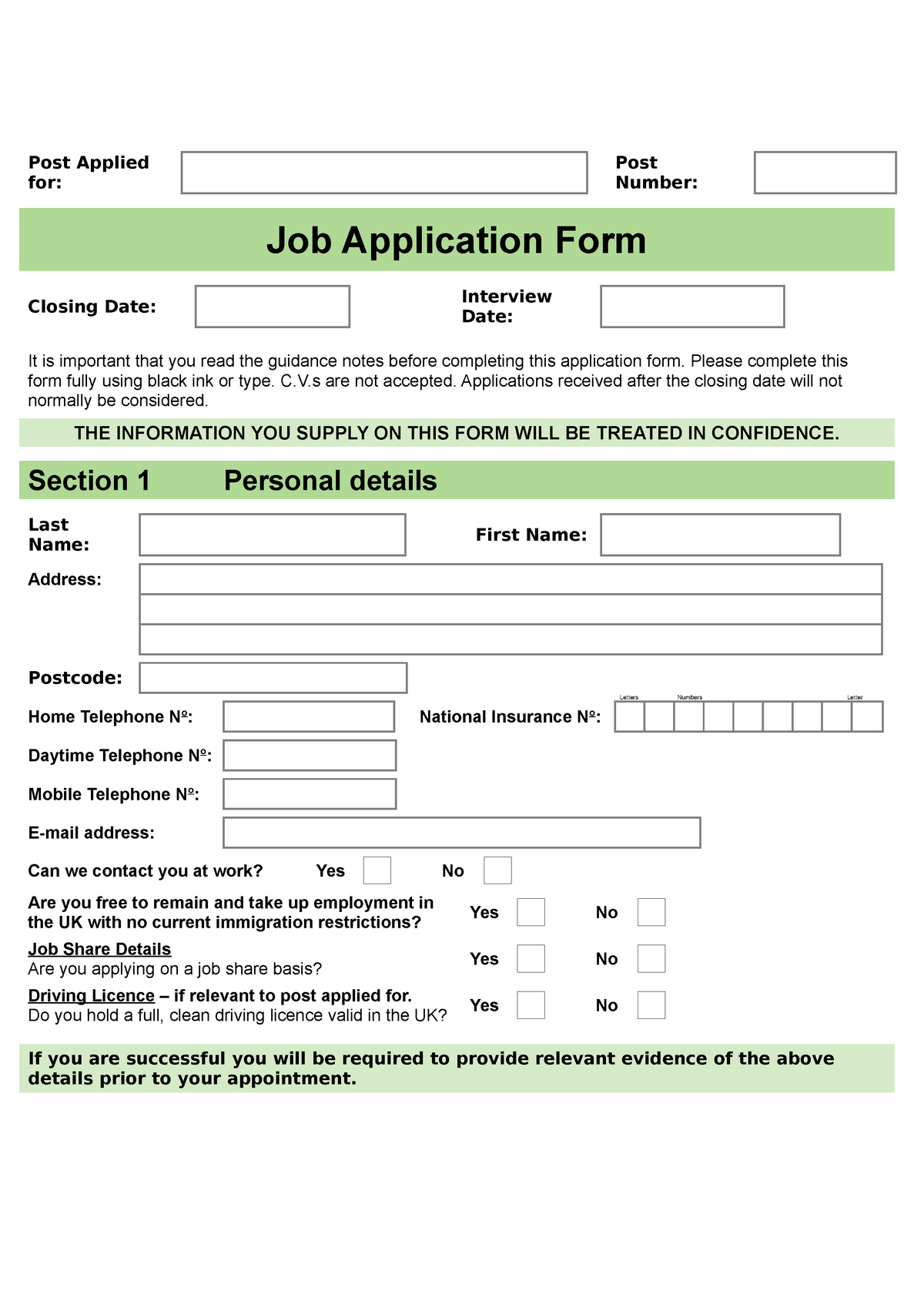 Detail Employee Job Application Template Nomer 42