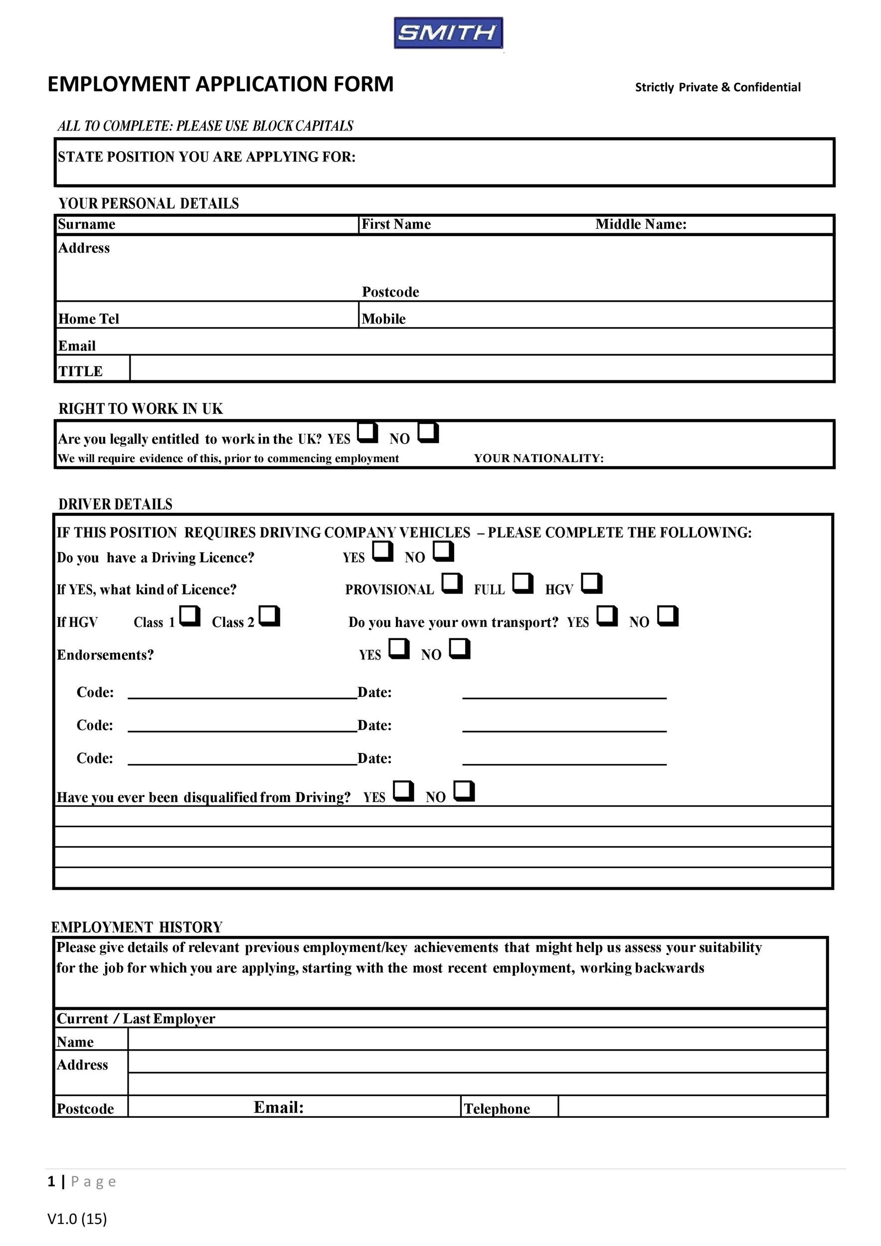 Detail Employee Job Application Template Nomer 6