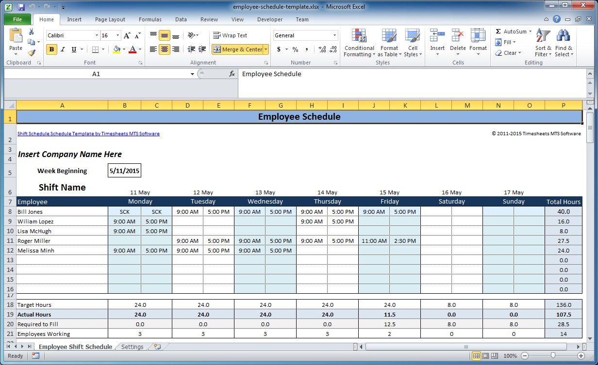 Detail Employee Shift Schedule Template Nomer 3