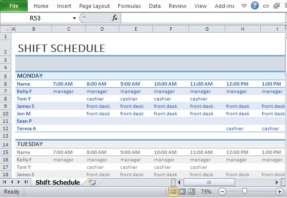 Detail Employee Shift Schedule Template Nomer 30