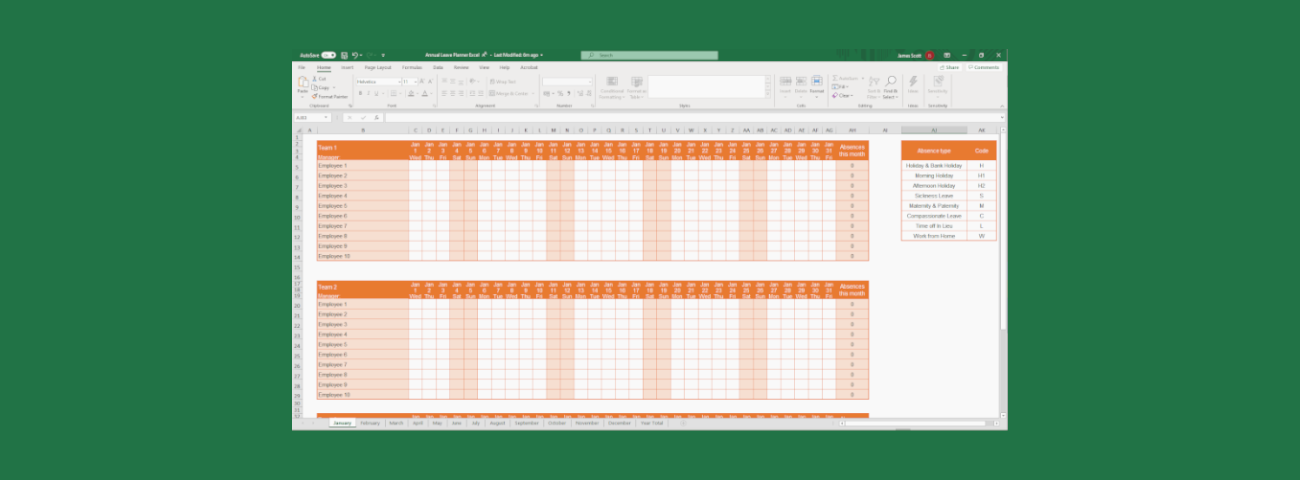 Detail Employee Vacation Planner Template Excel 2020 Nomer 15