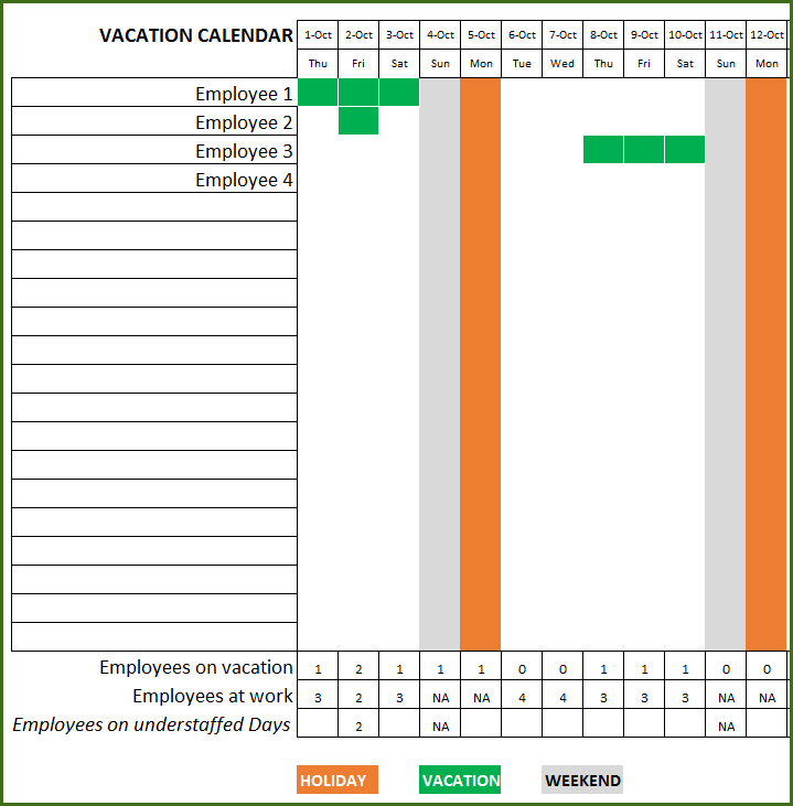 Detail Employee Vacation Planner Template Excel 2020 Nomer 3