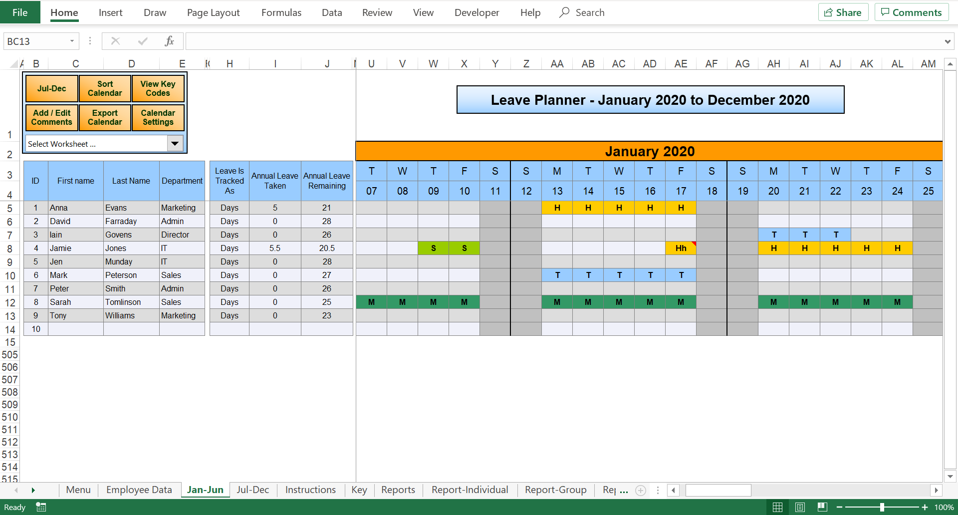 Detail Employee Vacation Planner Template Excel 2020 Nomer 26