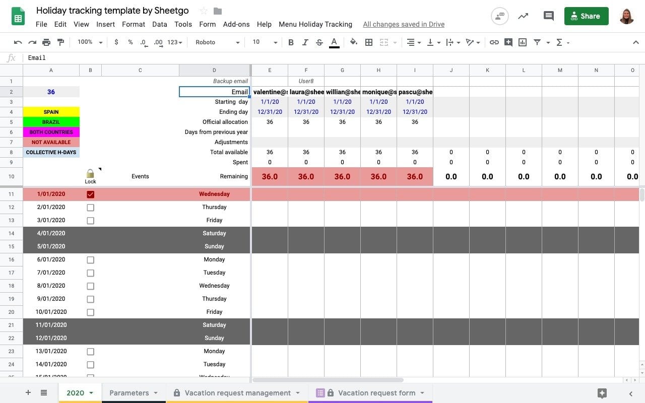 Detail Employee Vacation Planner Template Excel 2020 Nomer 46
