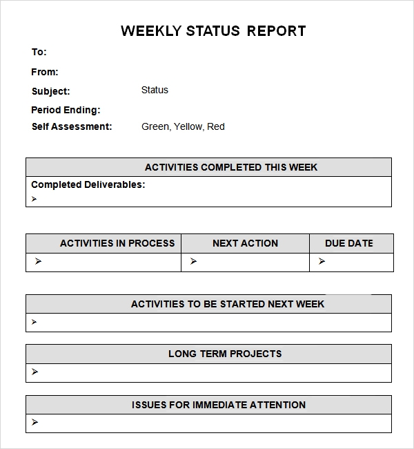 Detail Employee Weekly Status Report Template Nomer 15