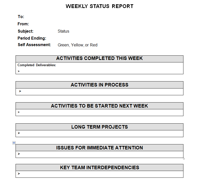 Detail Employee Weekly Status Report Template Nomer 9