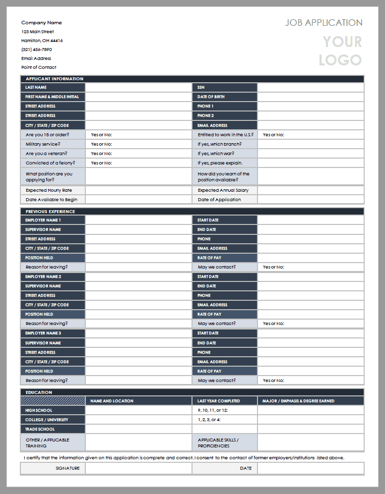 Detail Employment Application Template Nomer 19