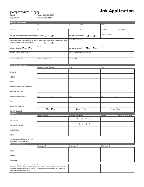 Detail Employment Application Template Nomer 27