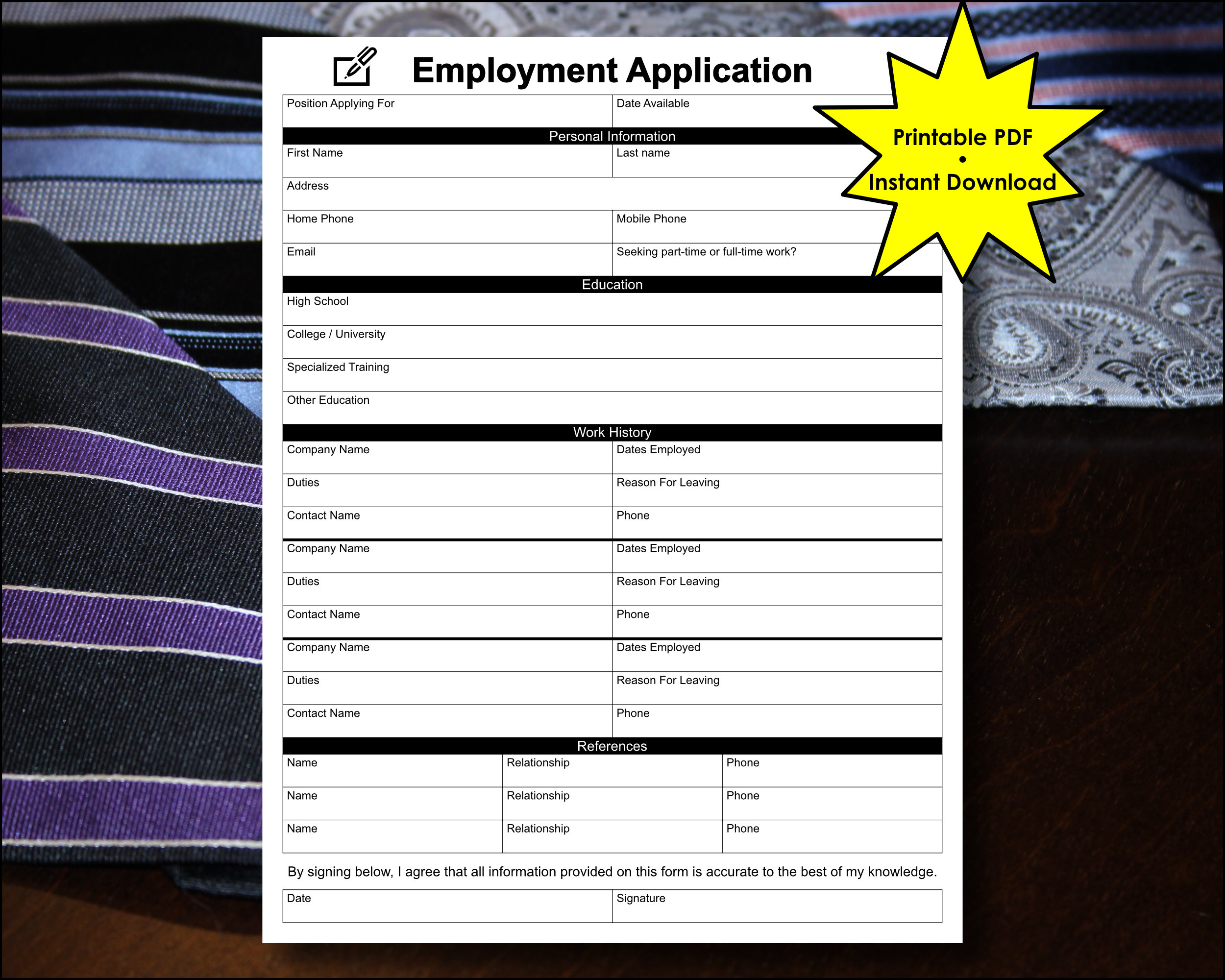 Detail Employment Application Template Nomer 29