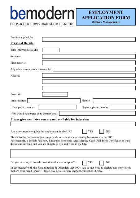 Detail Employment Application Template Nomer 35