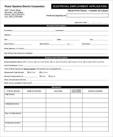 Detail Employment Application Template Nomer 51