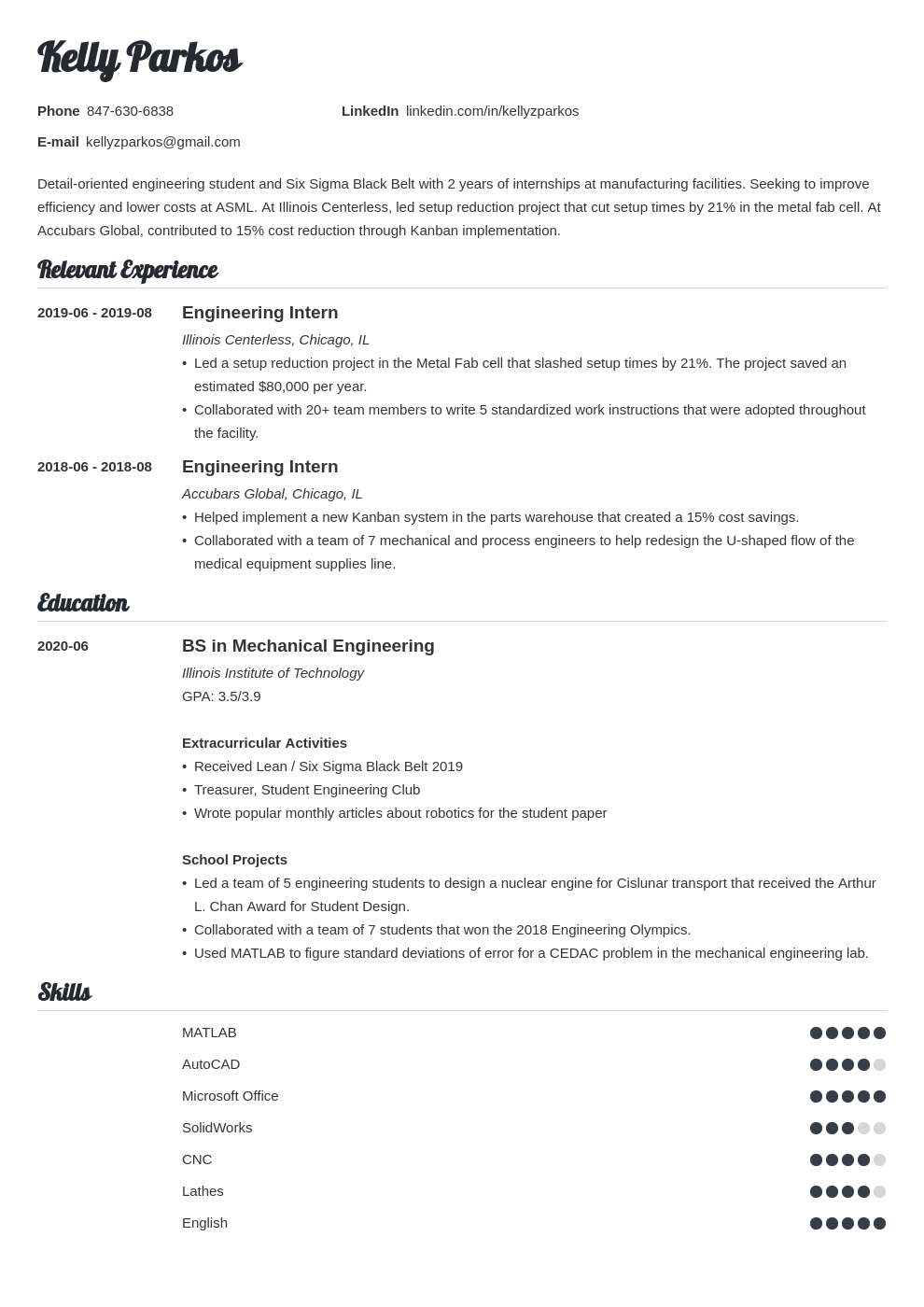 Engineering Graduate Cv Template - KibrisPDR