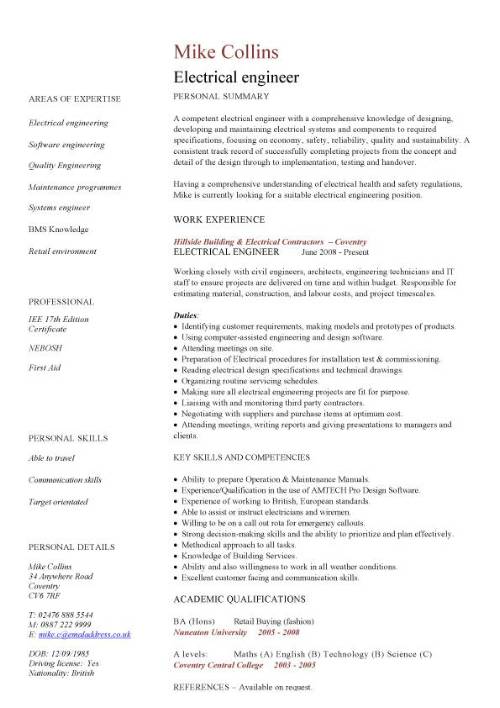 Detail Engineering Graduate Cv Template Nomer 35