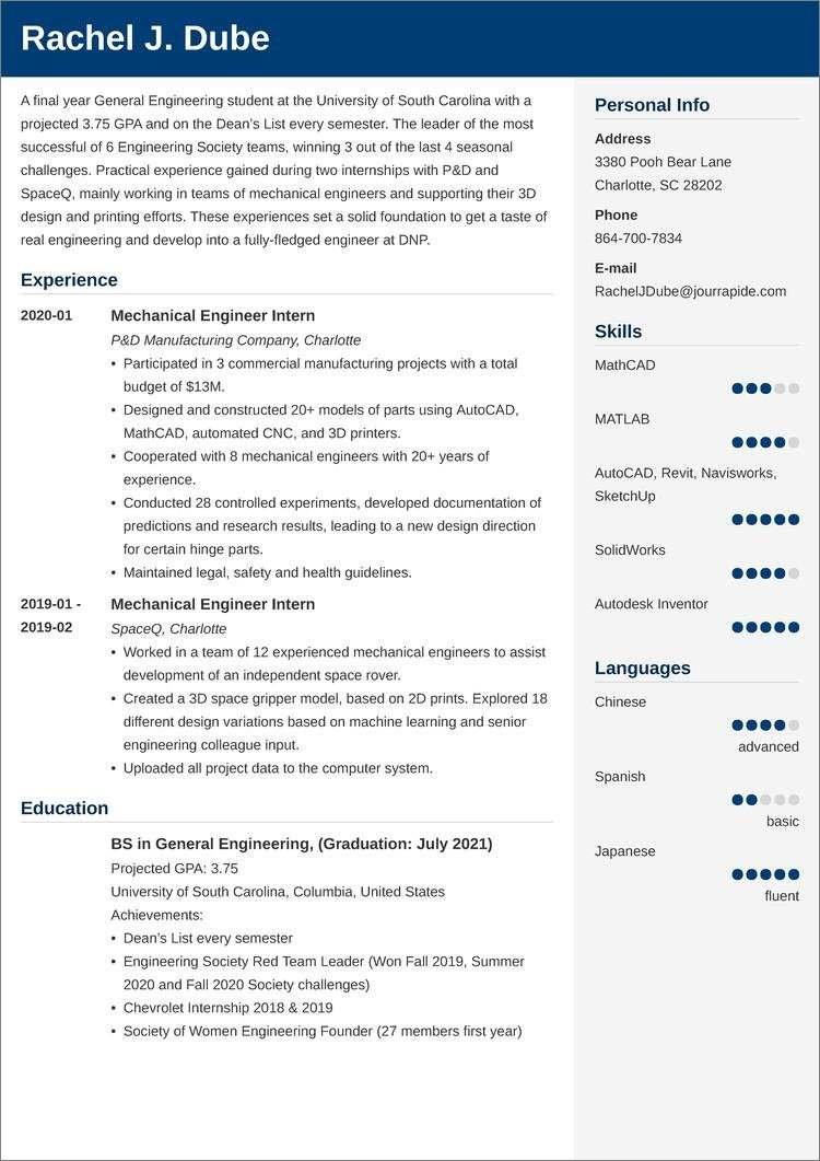 Detail Engineering Graduate Cv Template Nomer 8