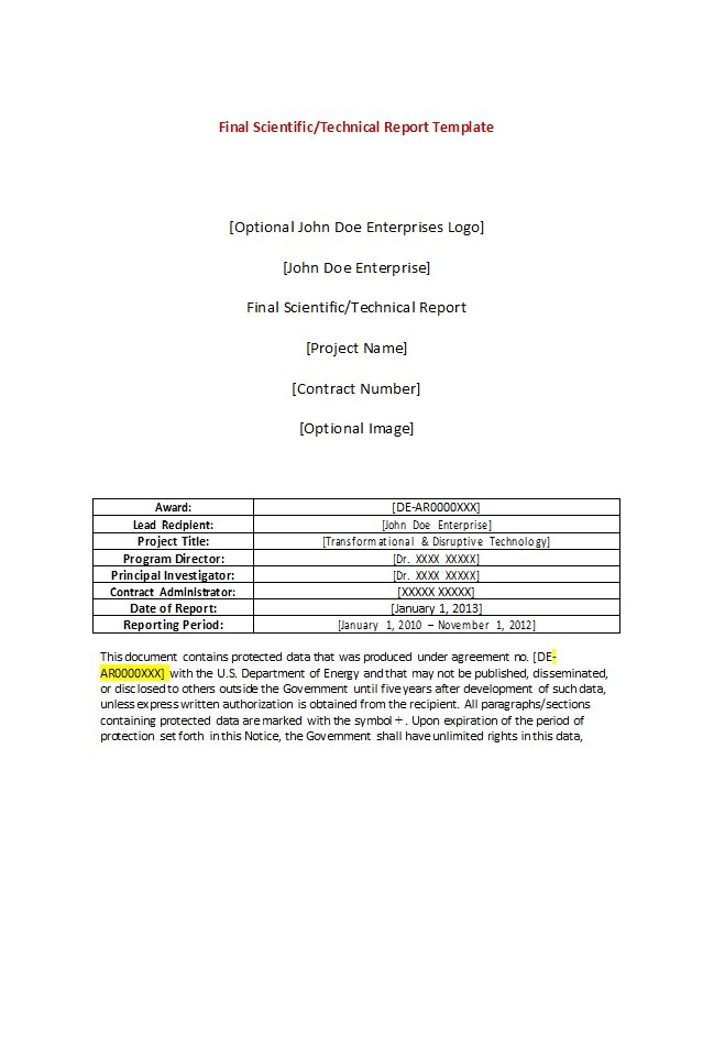 Detail Engineering Report Template Nomer 4