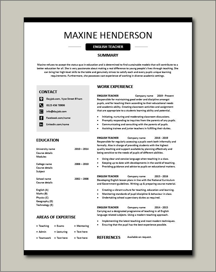 Detail English Cv Template Nomer 43