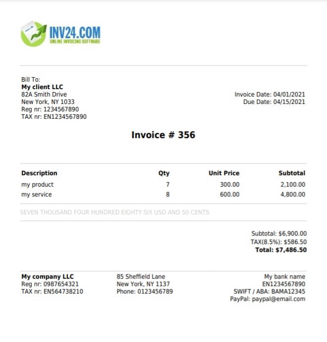 Detail English Invoice Template Nomer 7