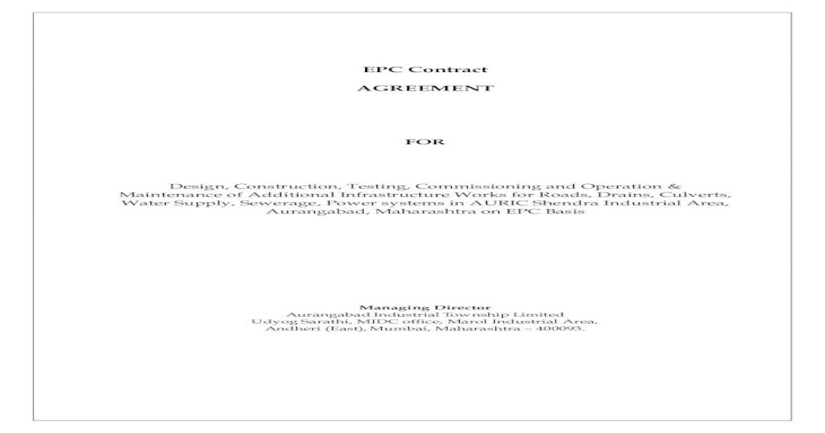 Epc Contract Template - 45+ Koleksi Gambar