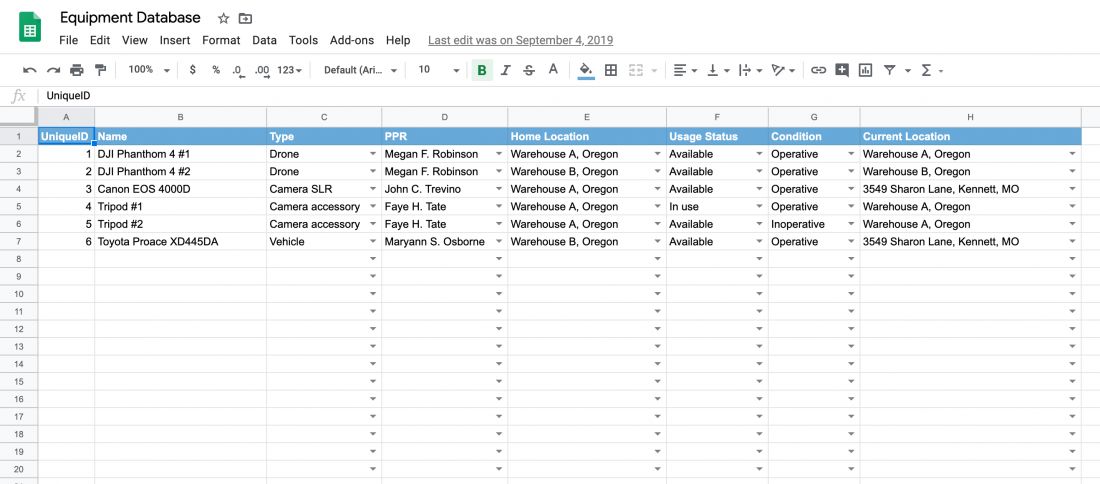 Detail Equipment List Excel Template Nomer 19