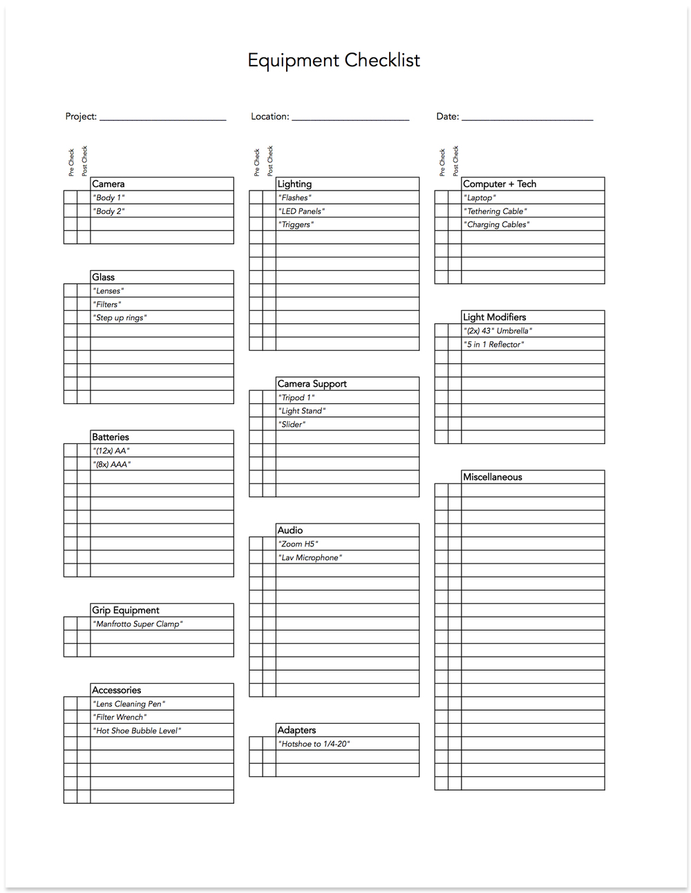 Detail Equipment List Excel Template Nomer 20