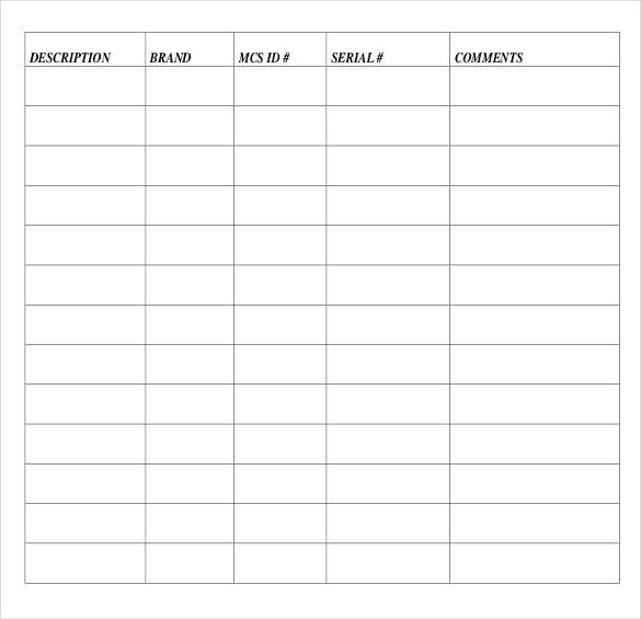 Detail Equipment List Excel Template Nomer 24