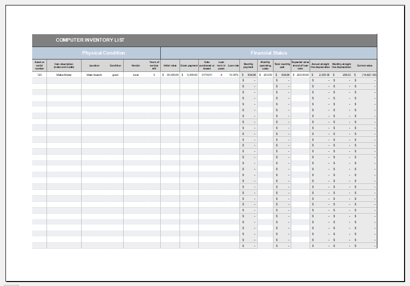 Detail Equipment List Excel Template Nomer 39