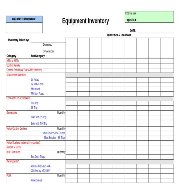 Detail Equipment List Excel Template Nomer 48