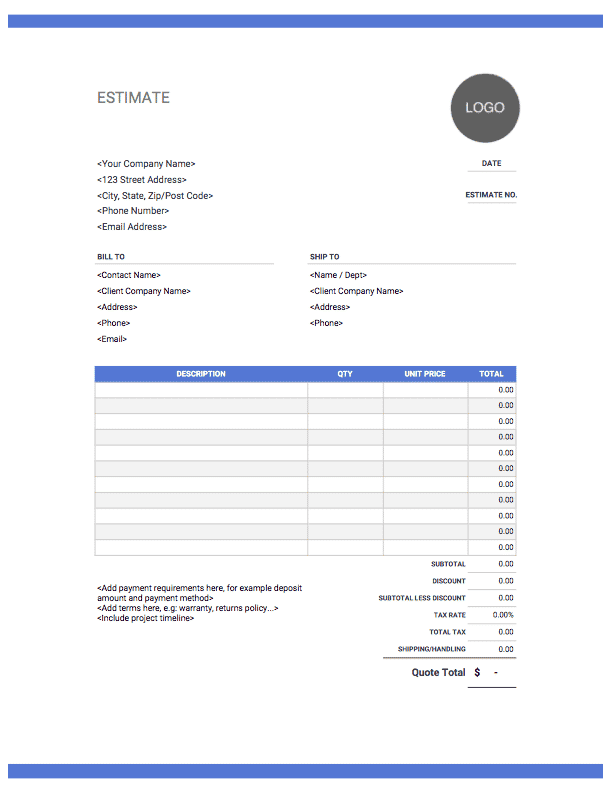 Estimate Form Template - KibrisPDR