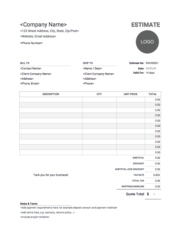 Detail Estimate Form Template Nomer 13