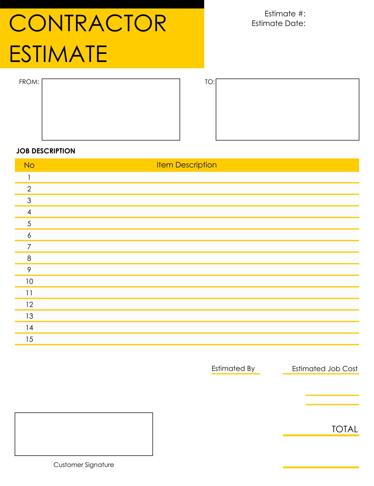 Detail Estimate Form Template Nomer 17